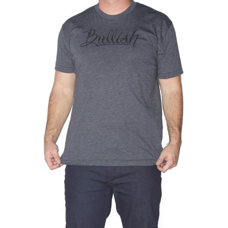 50/50 Poly/Cotton Super Soft fitted American Made Charcoal Bullish T-Shirt 